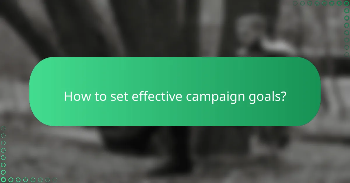 How to set effective campaign goals?